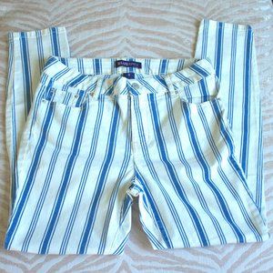 Blue Spice Light Blue & White Striped Jeans | Skinny White Jeans